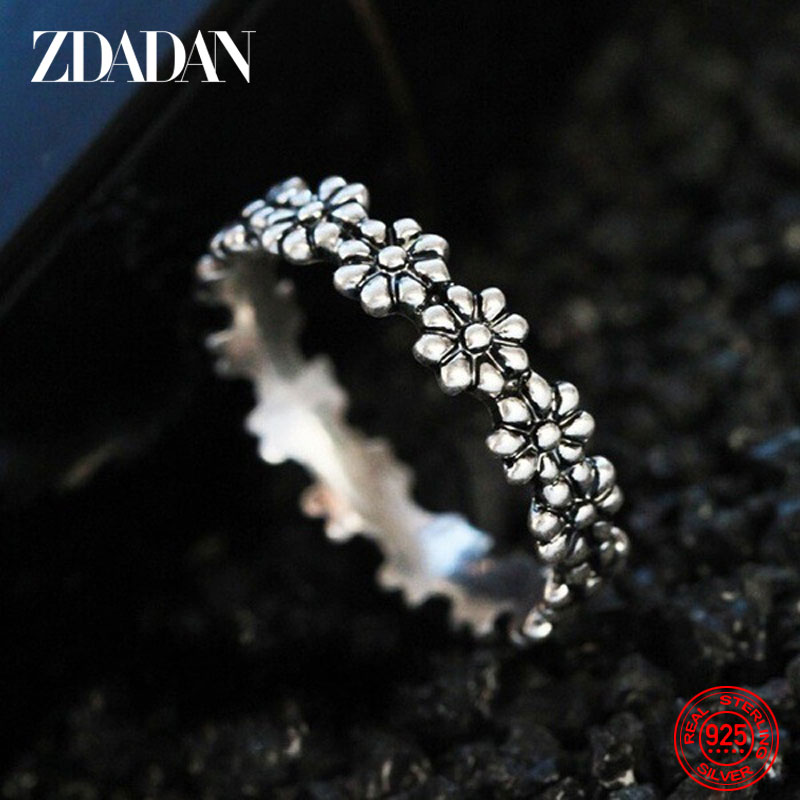 ZDADAN 925 Sterling Silver New Arrival Daisy Ring For Women Fashion Wedding Jewelry