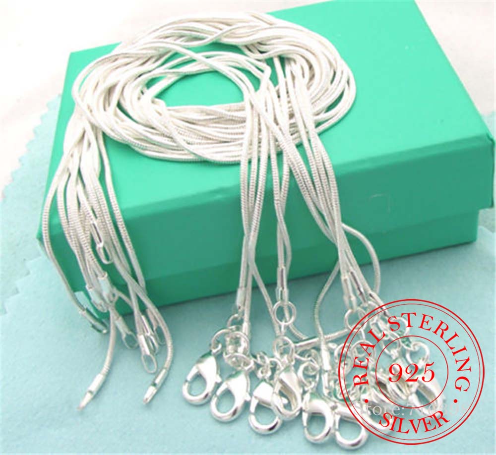 10 pcs/lot promoção! Atacado 925 colar de prata esterlina prata jóias finas cobra cadeia 1mm 16-30 polegadas colar para mulheres homens