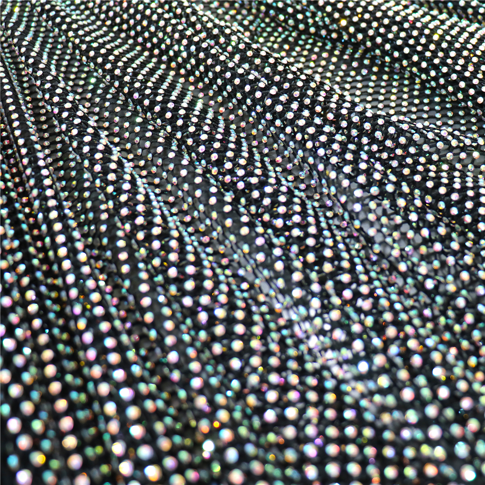 Tela de malla con diamantes de imitación, cinta de cristal para costura, tela de red elástica para vestido de fiesta, piedras SS10