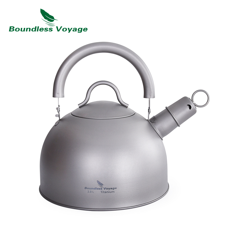 Pot d'extérieur ultraléger de grande capacité, Voyage sans limite, bouilloire en titane de 2L avec Buzzer d'avertissement pour faire bouillir de l'eau, du café ou du thé