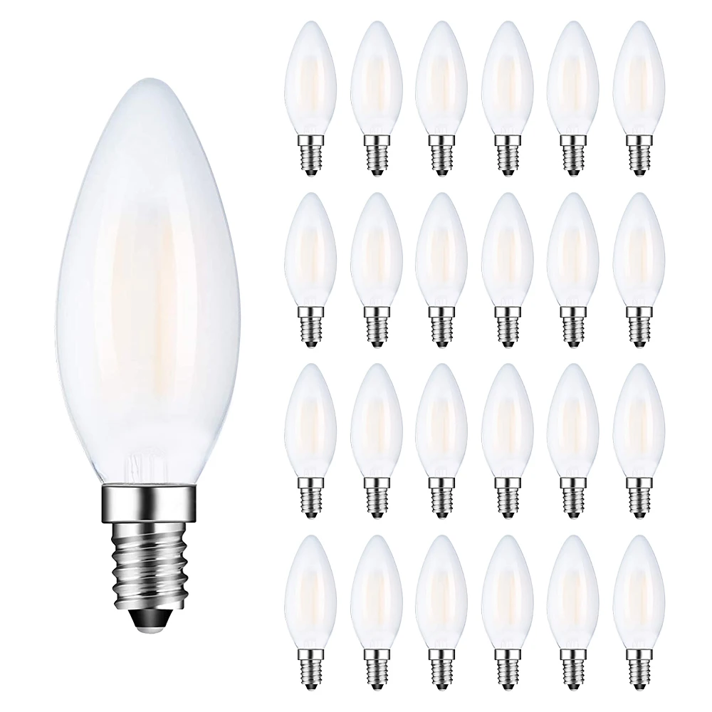 Lampu Filamen LED Retro 4W 6W C35 Frosted, Bohlam Lampu Edison Screw E12 E14, Dapat Diredupkan, Lampu Chandelier, Putih Hangat 2700k