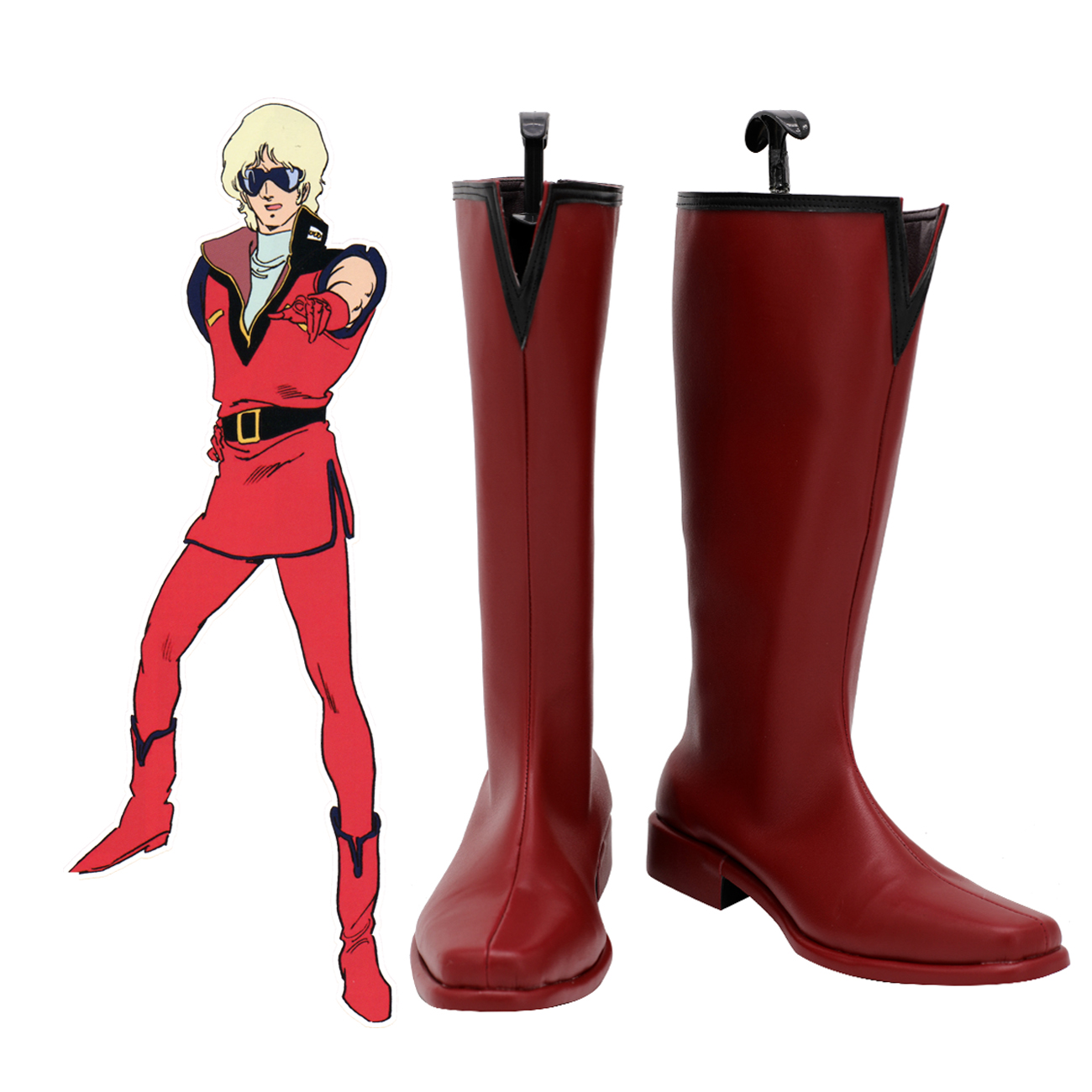 Sepatu Bot Cosplay Gundam Char Aznable Sepatu Merah Dibuat Sesuai Pesanan Ukuran untuk Uniseks