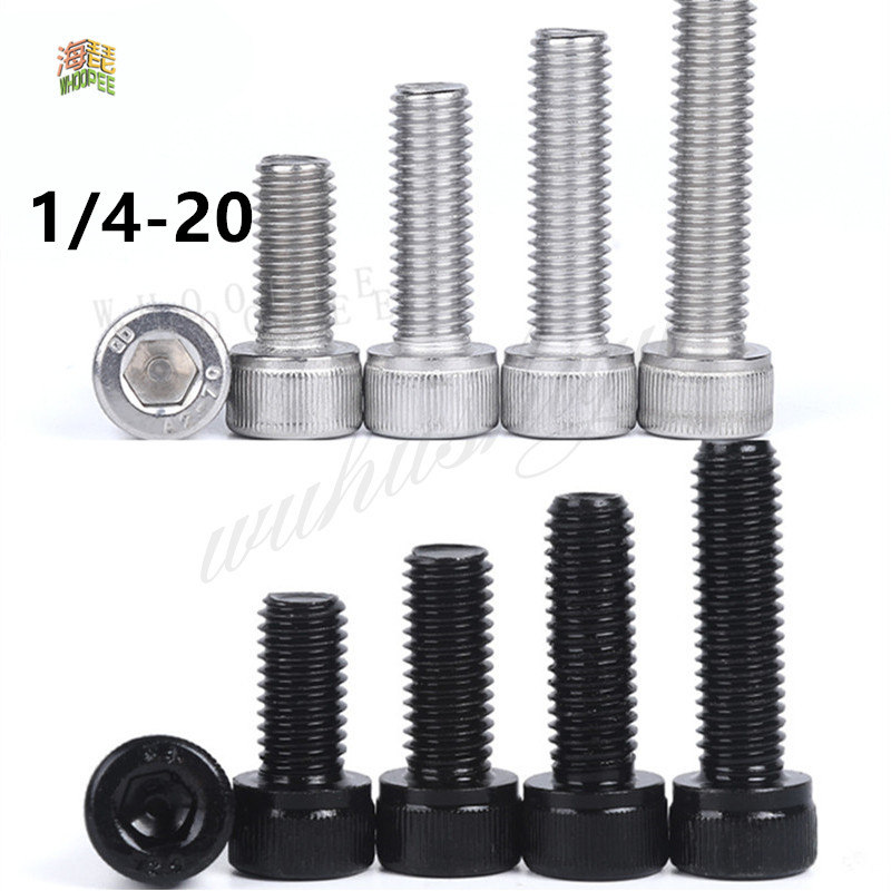 10 шт. грубая резьба UNC 1/4-20 * L шестигранная головка с шестигранной головкой винт с шестигранной головкой/болтHex шестигранная головка с круглой головкой