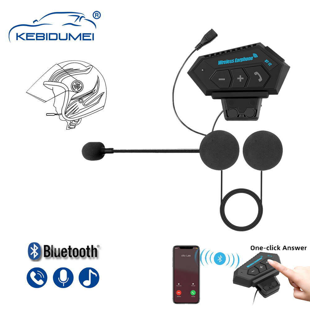 Kebidumei Bt-12 オートバイヘルメット Bluetooth ヘッドセットインターホンモトバイクバイクワイヤレスイヤホンマイク付き