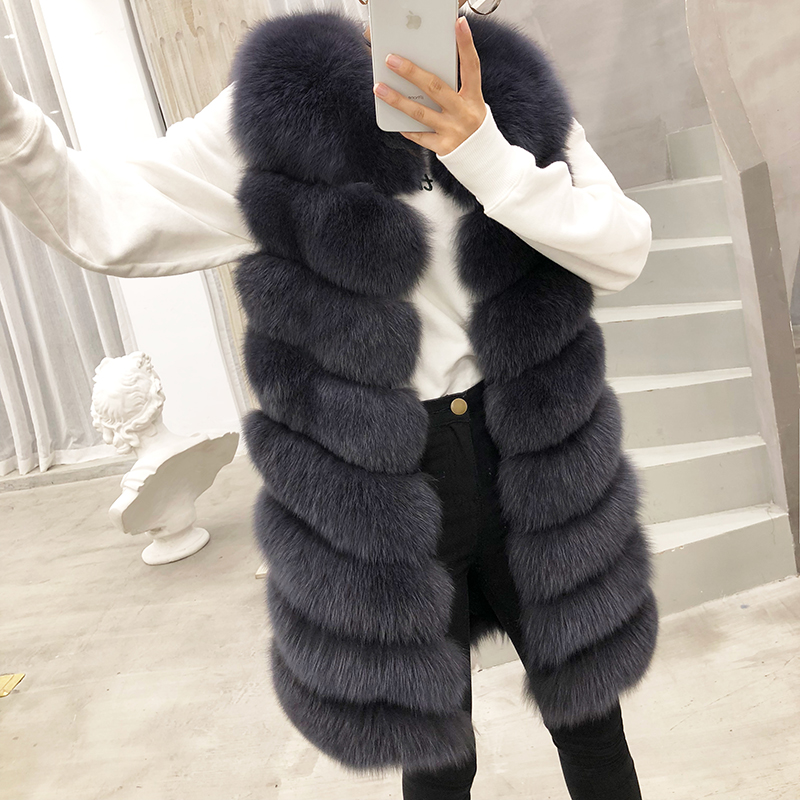 Abrigo de piel de zorro Natural para mujer, chaqueta bonita y cálida, abrigo de piel auténtica Natural