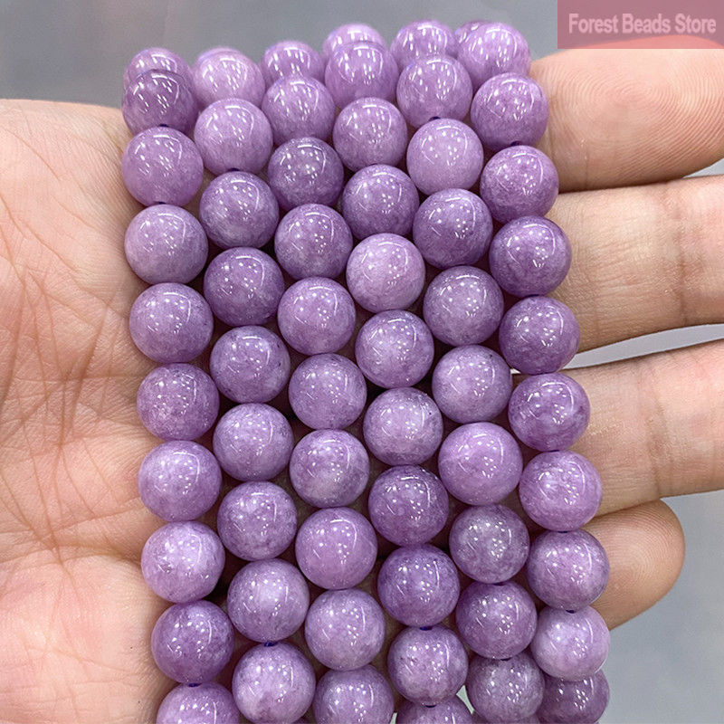 Cuentas redondas de Calcedonia de piedra Natural de jaspes púrpura claro para fabricación de joyería Diy dijes pulsera collar 15 "hebra 6 8 10 12MM