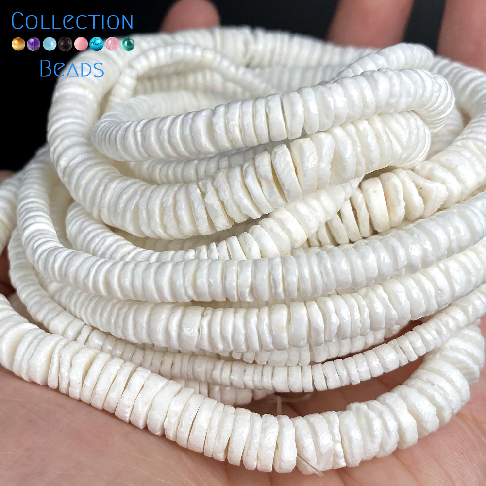 Perles de coquillage blanc naturel, perles d'espacement de forme ronde pour la fabrication de bijoux, accessoires de collier et de bracelet faits à la main, 16 pouces