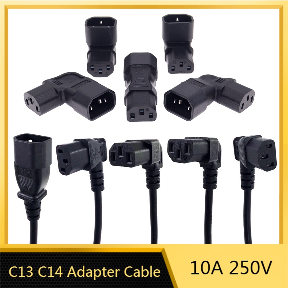 IEC60320 C13 Угловой удлинительный кабель с углом преобразователя C13–C14 PDU Кабели питания вверх вниз под прямым углом Шнур питания переменного тока «папа-мама»