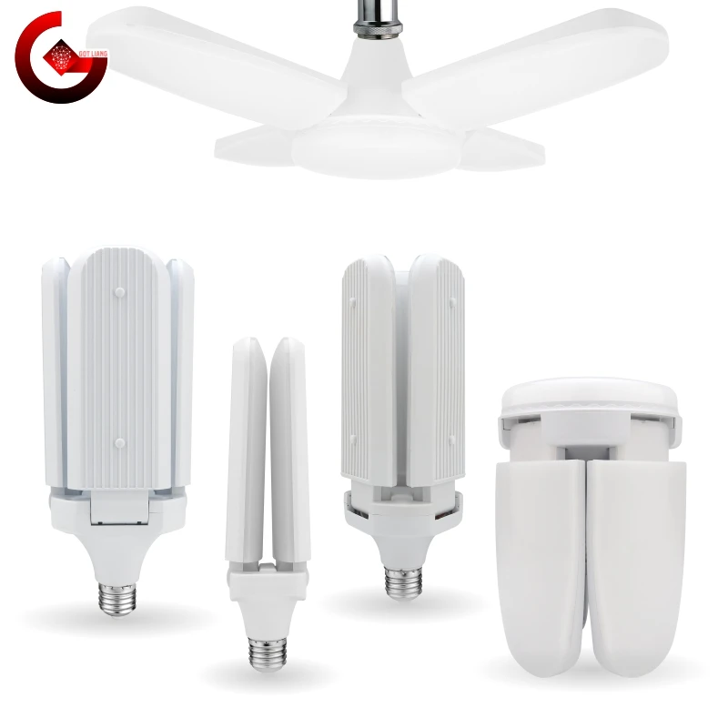 Lampu Kipas Lipat E27 24W 45W 60W LED AC 220V Lampu UFO Lipat 360 Derajat Lampu LED Lampada Sorot Putih Dingin