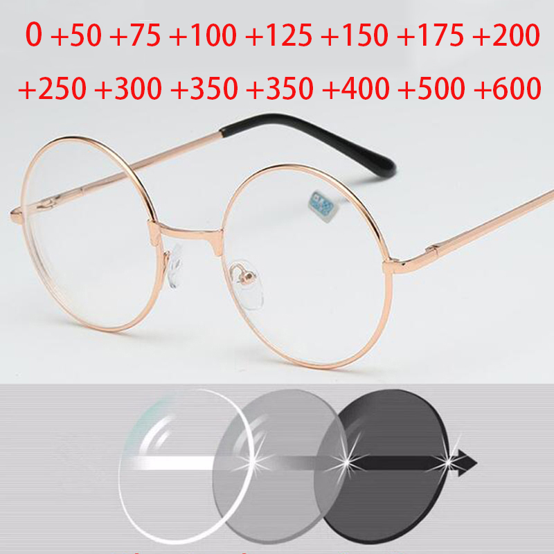 Vrouw Mannen Ronde Glazen Retro Lezen Optische Metalen Frames Verziendheid Dioptrie 0.5 + 1 + 1.5 + 2 + 2.5 + 3 + 3.5 + 4 + 4.5 + 5 + 5.5 + 6.0