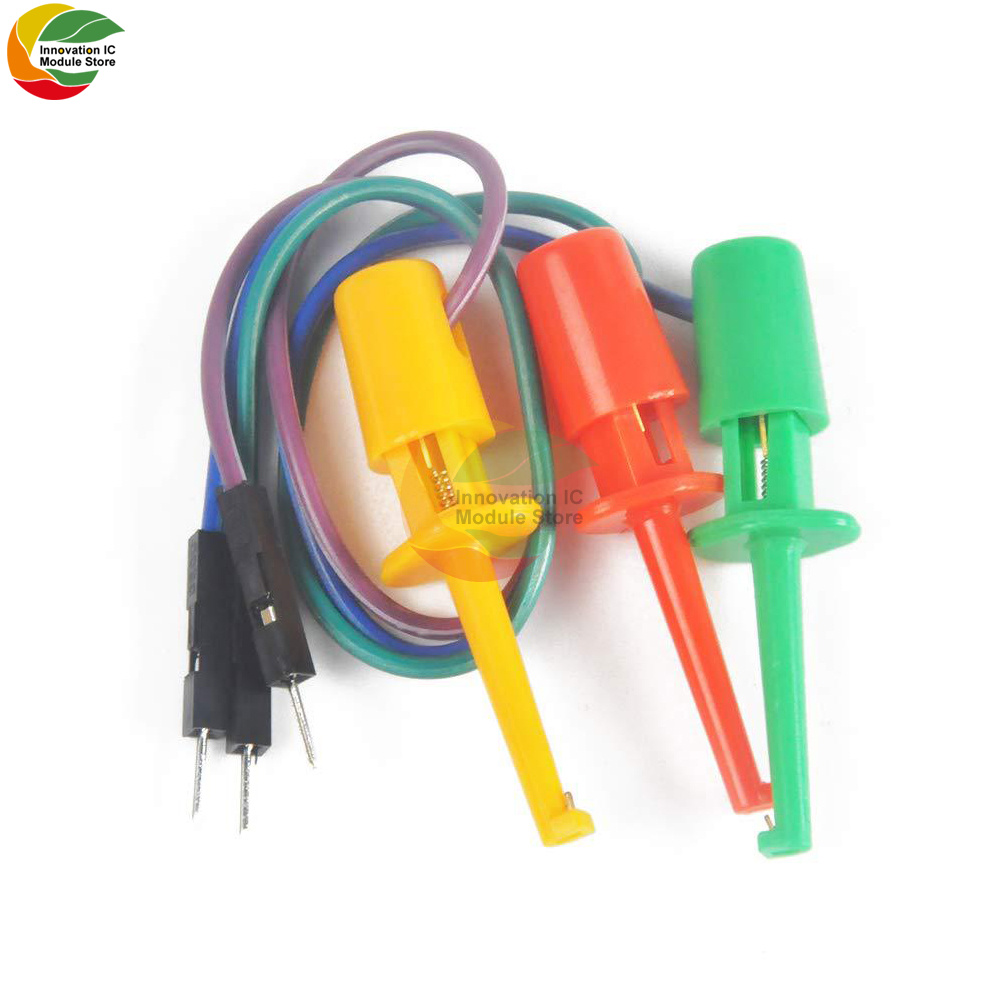DuPont-gancho de prueba de cabeza macho, sonda de prueba de Clip de 3 colores para pruebas electrónicas, Grabber IC, cocodrilo redondo grande para probador de transistores