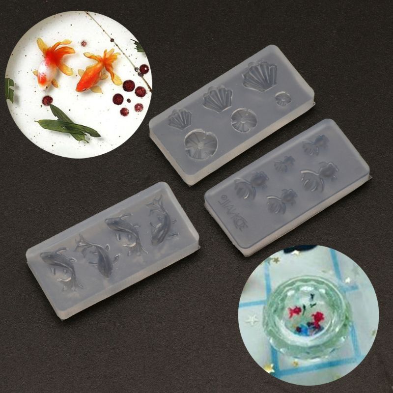 3 PC Mini ขนาด Goldfish Lotus Leaf ต่างหูน้ำ Dag DIY เรซิ่นเครื่องประดับชุดแม่พิมพ์