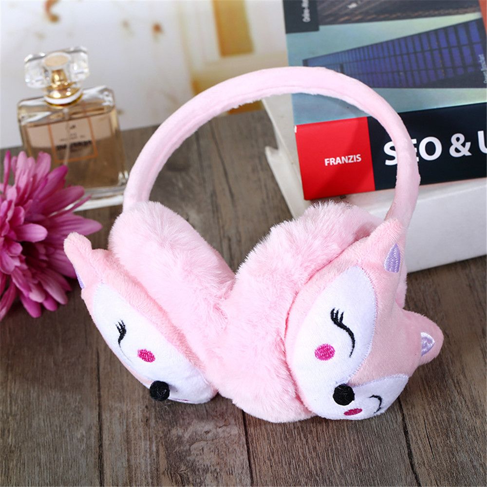 Cache-oreilles en peluche de renard de dessin animé pour adultes et enfants, couvre-oreilles réglable, bande de sauna en plein air, épais, doux, mignon, Kawaii, chaud, hiver, 1 pièce
