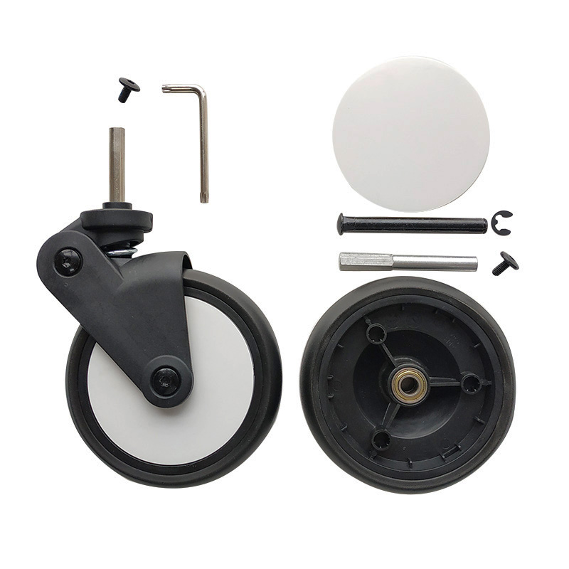 Carrinho de bebê 13.5 cm rodas pu pneu capa eixo da roda compatível yoya e carrinho semelhante acessórios parafuso clipe suporte da roda