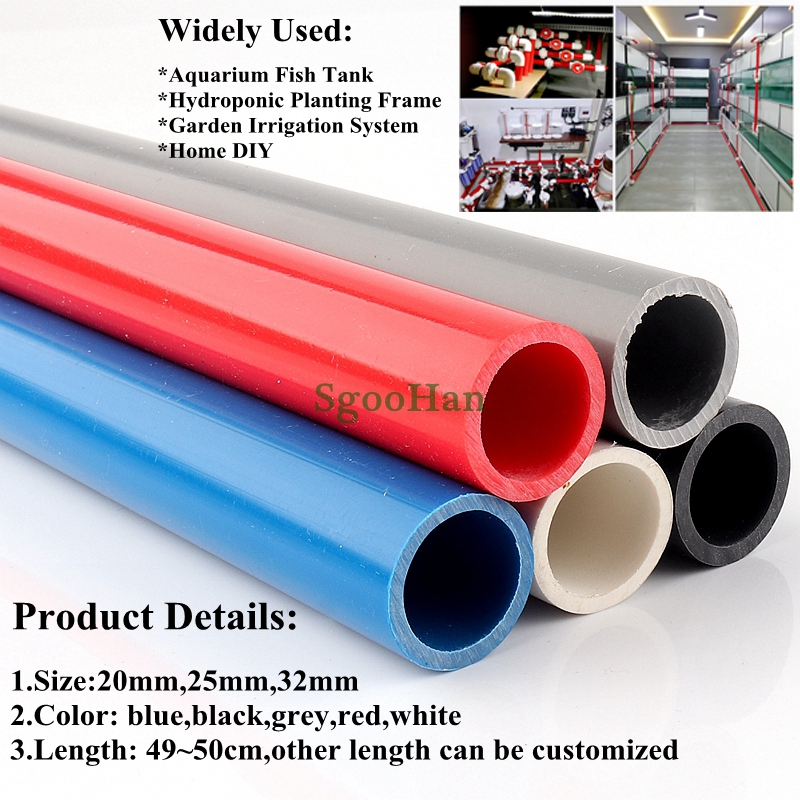 1pc 20~75mm UPVC Tube Aquarium Fish Tank PVC Pipe Home Garden Irrigation Watering Hydroponic Planting Frame Tube 49~50cm Long