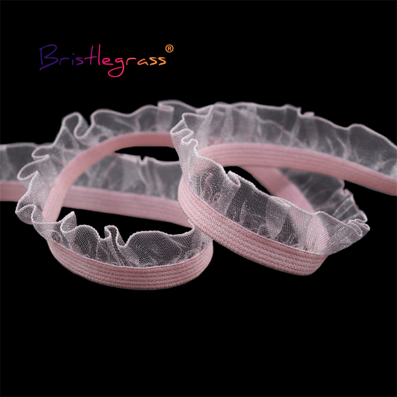 BRISTLEGRASS 2 5 10 Jardów 5/8" 15mm Organza Falbanka Koronkowa Elastyczna Taśma Spandexowa Tiulowa Taśma Opaska na Głowę Sukienka Tutu DIY Szycie Rękodzieło