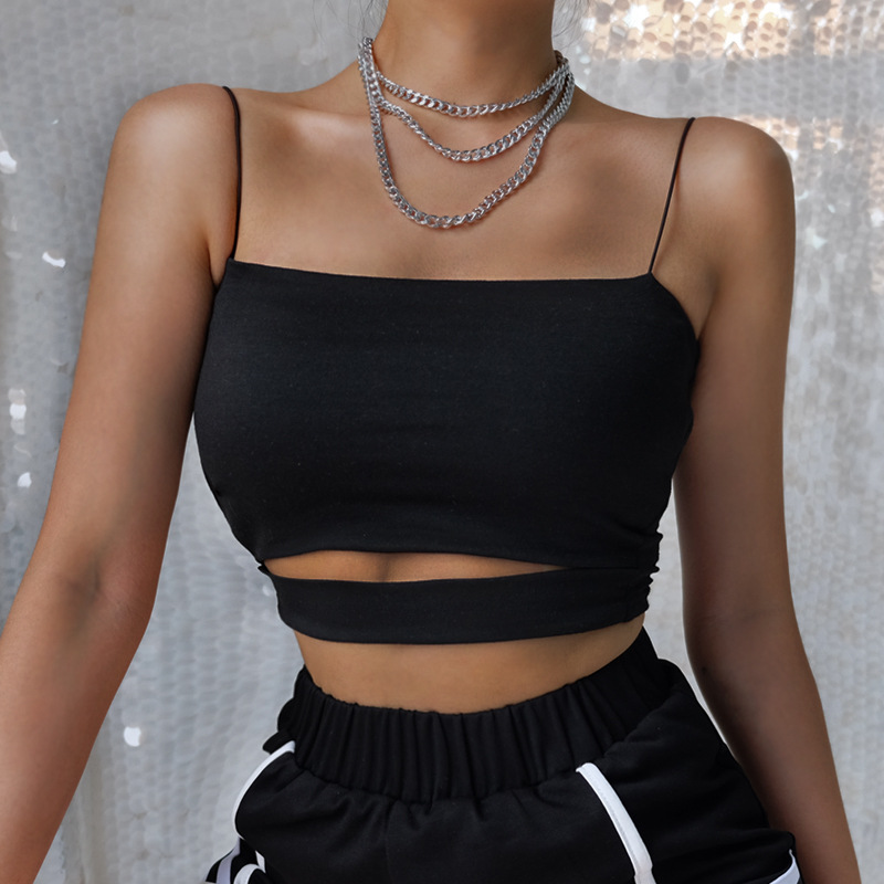 Camiseta corta informal sin mangas para mujer, Top corto Sexy, blusa sin mangas con tirantes, novedad de 2024