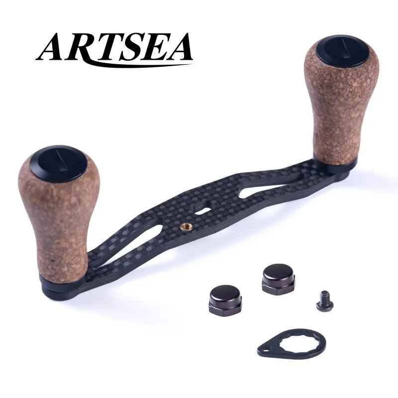 ARTSEA Refit Carbon Fiber Angelrolle Griff Rocker 30g Gummi Holz Konb für Daiwa oder Shimano Baitcastingrolle