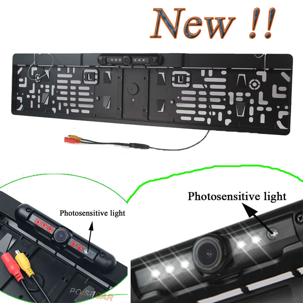 Parktronic-cámara de visión trasera de coche, marco de matrícula de la UE, visión nocturna, cámara trasera inversa con 5 LED/IR, lámpara fotosensible, nuevo