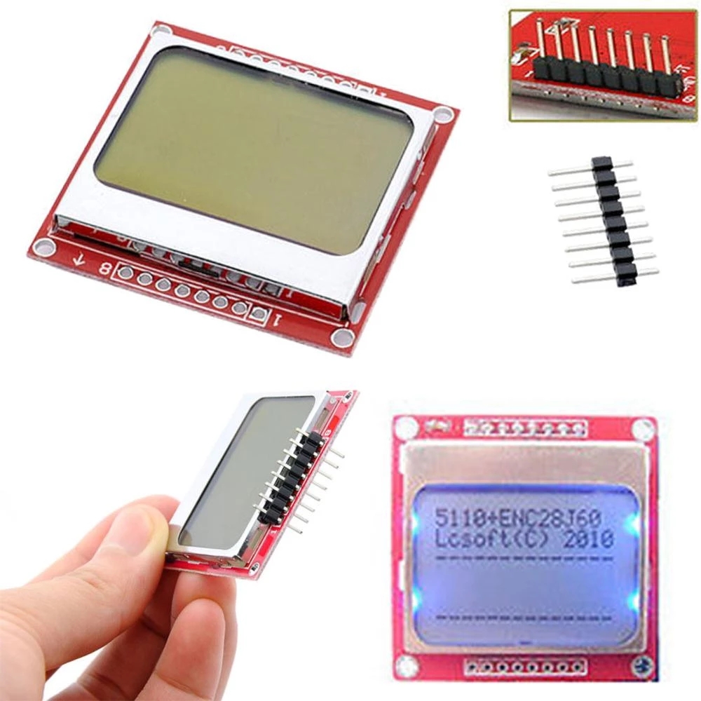 Módulo de pantalla LCD para electrónica inteligente, adaptador de retroiluminación blanca, PCB 84x48, 84x84, Nokia 5110, pantalla para Arduino