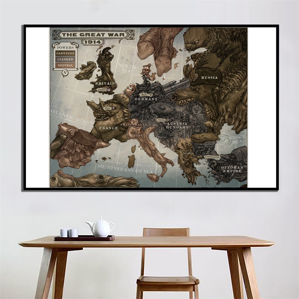 Mapa da europa em 150, pintura em tecido não-tecido, retrô, para arte na parede, pôster de material escolar, para escritório e decoração de casa, 100x1914 cm