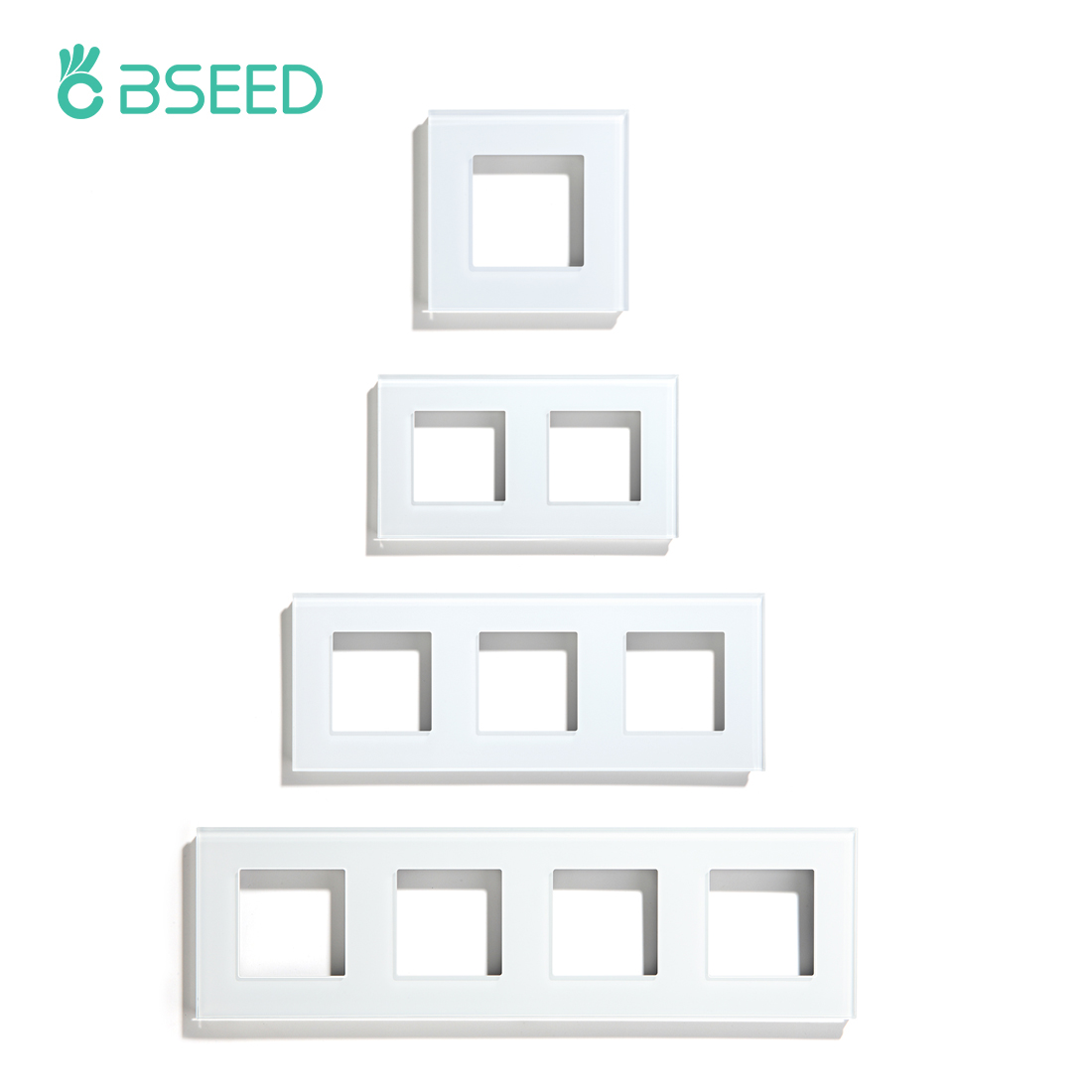 ​ Рамка для настенной розетки BSEED EU Standard Crystal Panel, стеклянная панель для выключателя с металлической пластиной, 86/157/228/299 мм, белая, черная, золотая