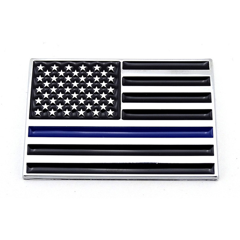 Autocollant 3D ligne bleue ligne rouge drapeau américain pompiers de police emblème logo autocollant pour voiture camion auto vélo