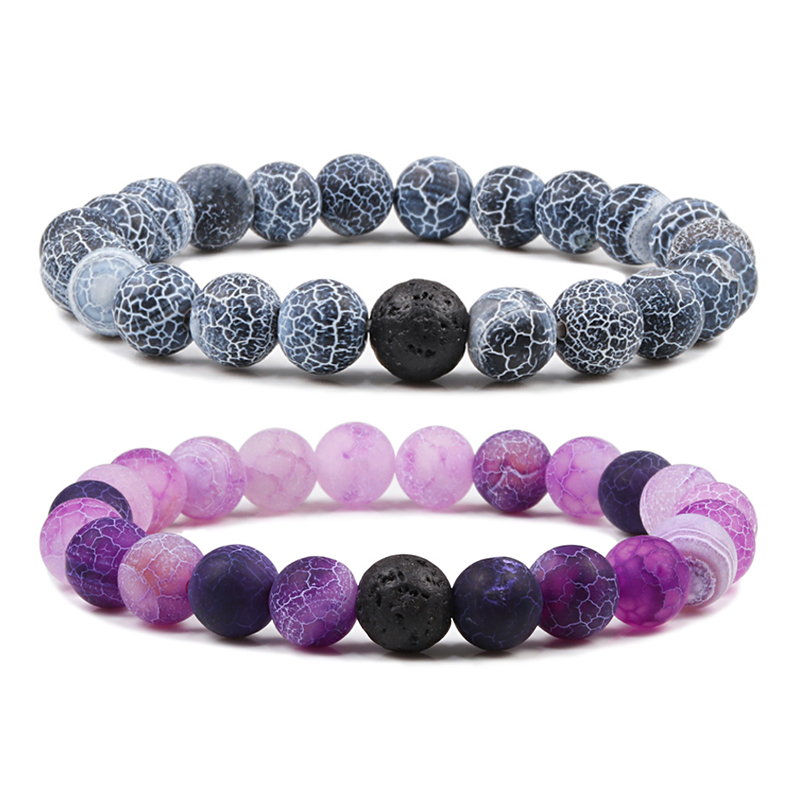 Pulseira Frisada de Pedra Natural para Homens e Mulheres, Charme Budista, Distância, Pulseiras Elásticas, Presente Da Jóia, Melhor Amigo, 10 Cores
