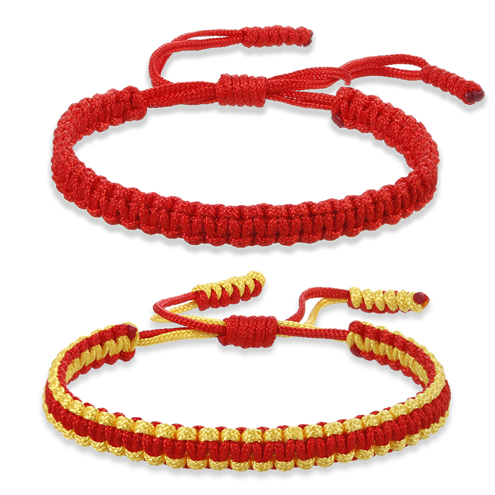 Bracelets et Bracelets tressés en fil rouge, bouddhiste tibétain, nœud réglable, fait à la main, bijoux de poignet, cadeaux pour l'amour, bonne chance