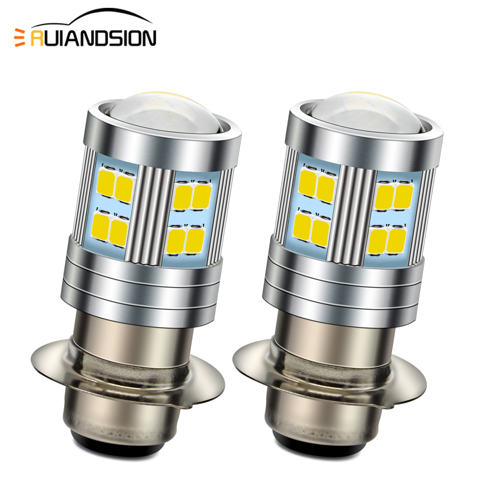 2Pcs H6M P15D P26S P36D 2835SMD 24Leds ไฟหน้าหลอดไฟไฟหน้ารถจักรยานยนต์ Moped สกู๊ตเตอร์6V 8V-30V 12V 24V 800Lm สีขาว