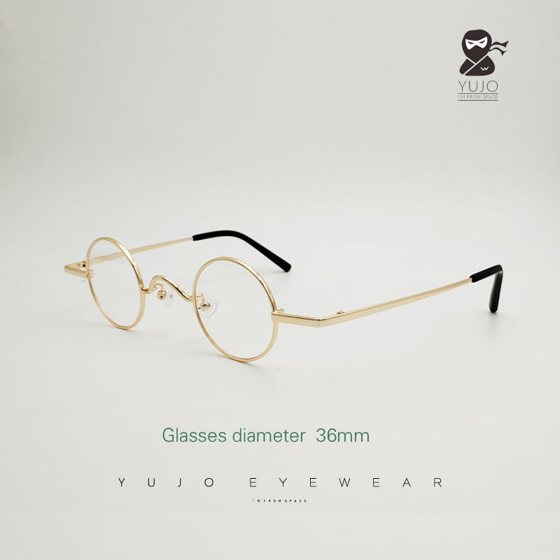 Lunettes rondes pour adultes, verres de myopie, couleur or, noir, argent, taille 36 mm