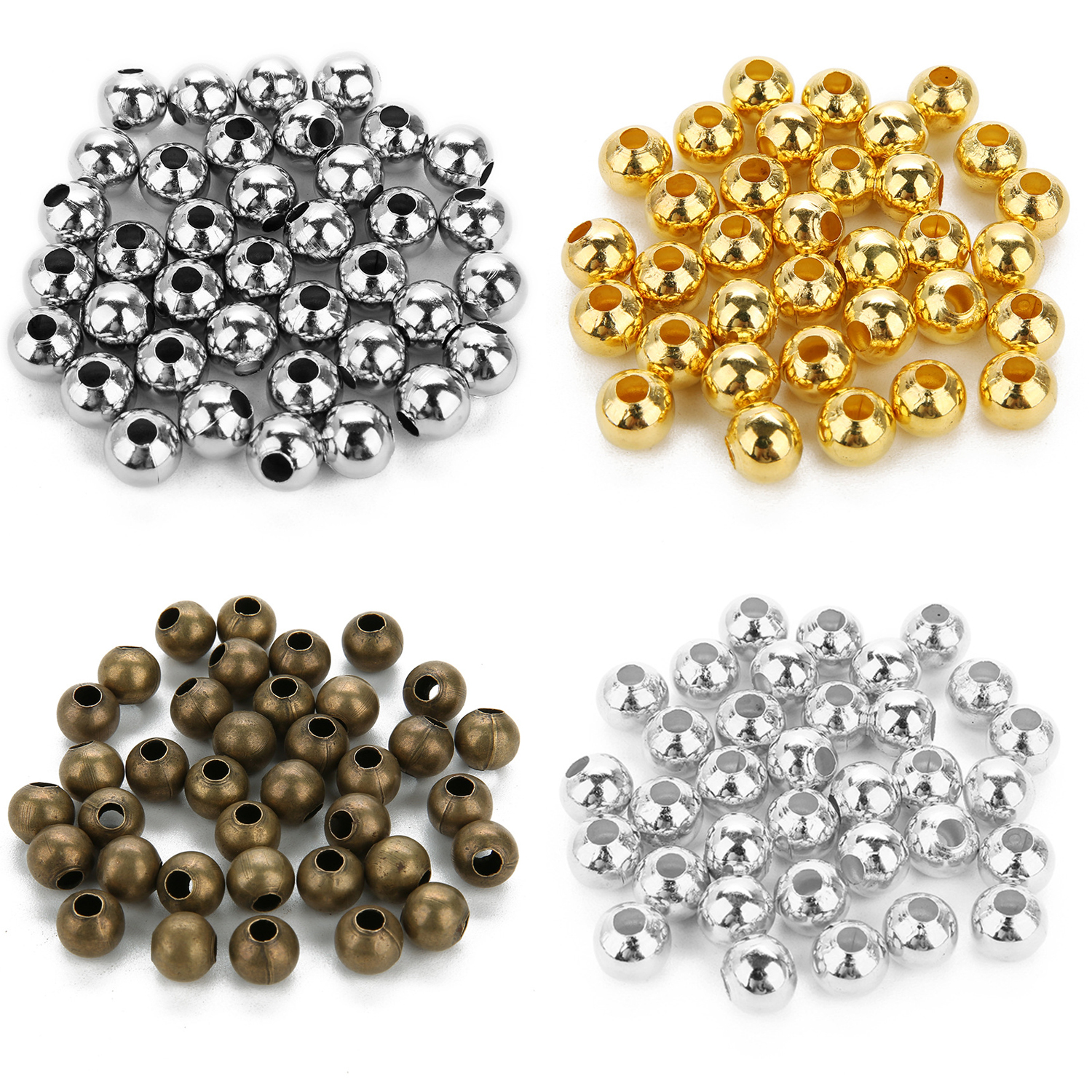 Goud/Brons/Zilver Kleur Tone Metalen Kralen Bal Spacer Ronde Rocailles voor Sieraden Maken Bevindingen Accessoires DIY 3/4/6mm