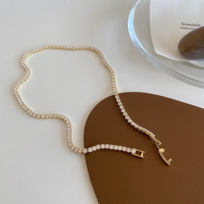 Collares de cadena de tenis helado para mujer, cadena de cuello chapada en oro de 18 quilates de Color dorado para mujer, joyería de moda, Gargantilla de regalo 2024