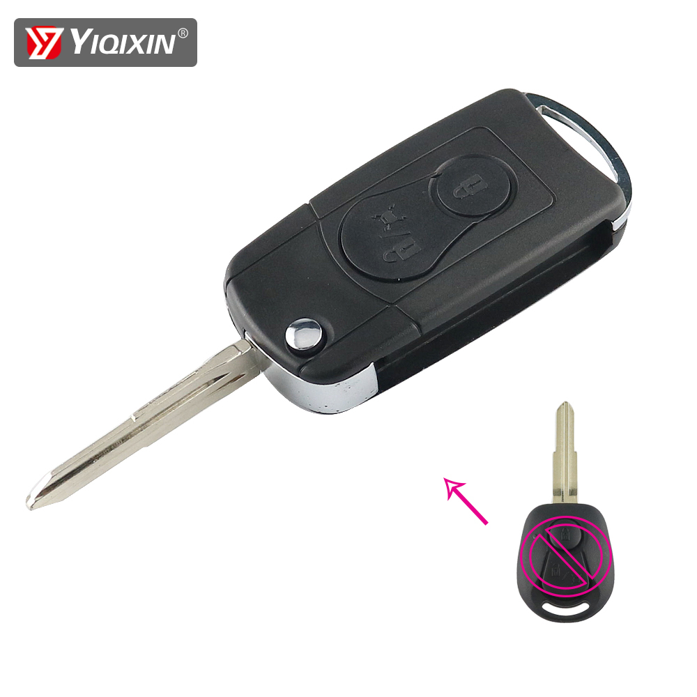 Yiqixin modificado para ssangyong actyon suv kyron rexton remoto chave do carro escudo fob capa caso 2 botão lâmina dobrável aleta habitação