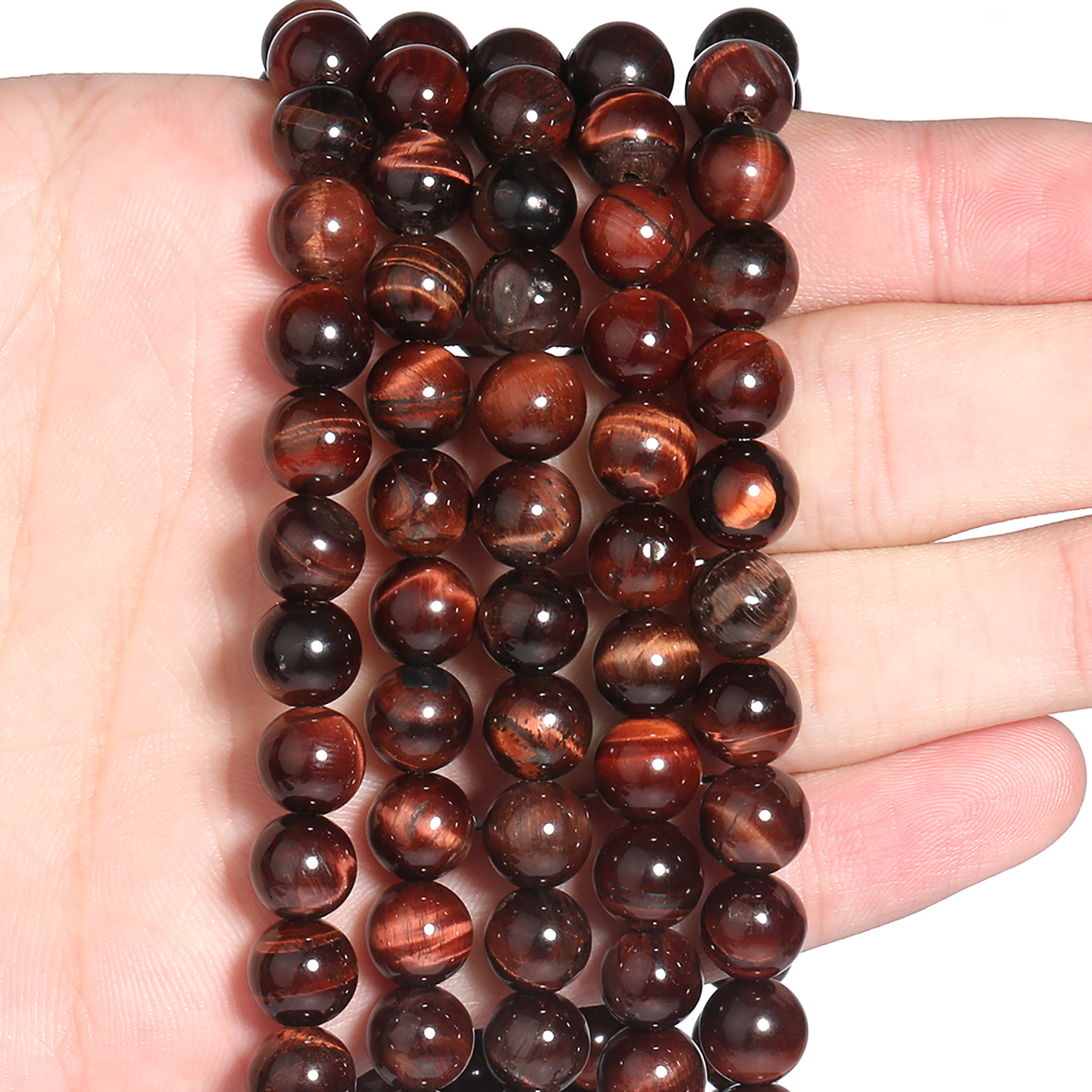 Glatte rote Tigerauge-Perlen, Naturstein, rund, lose Spacer, 4/6/8/10/12 mm, Perlen für Schmuckherstellung, Armband, Halskette, DIY, 38,1 cm
