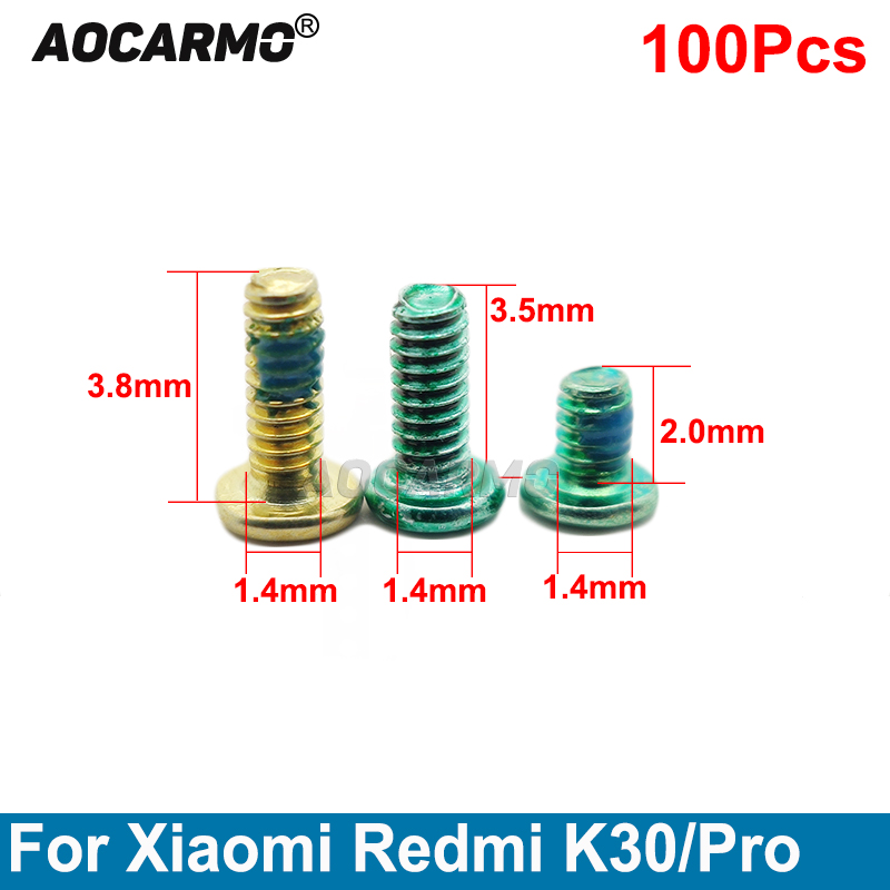 Aocarmo 100Pcs Für Xiaomi Redmi K30 Pro 1,4mm * 3,8mm 1,4mm * 3,5mm 1,4mm * 2mm Innen Motherboard Schrauben Mittleren Rahmen Schraube Reparatur