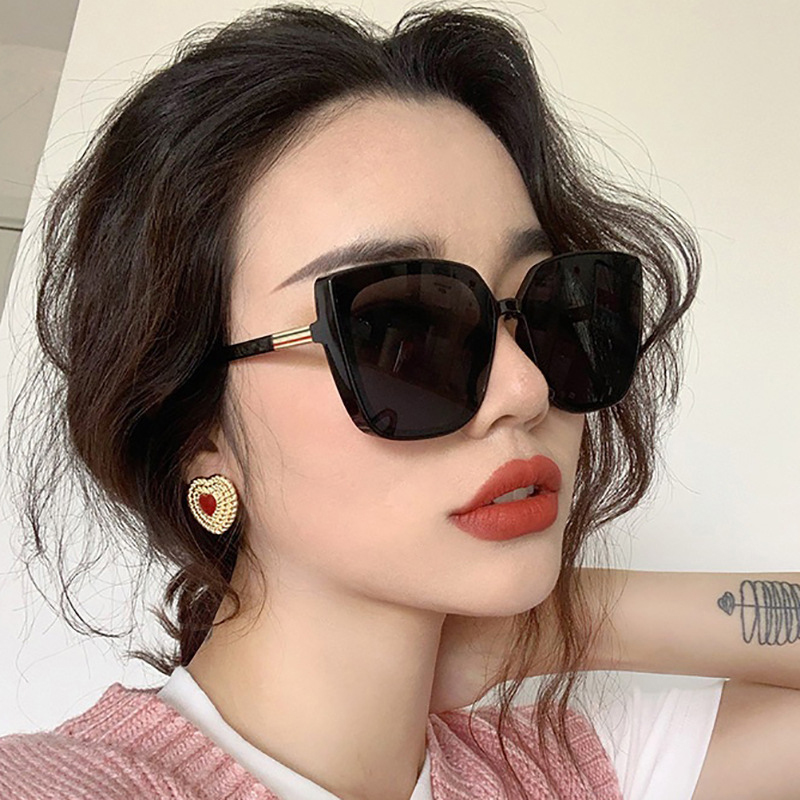 Mode Cat Eye Zonnebril Vrouw Retro Merk Designer Zonnebril Vrouw Groot Frame Vintage Zwarte Spiegel Oculos De Sol Feminino