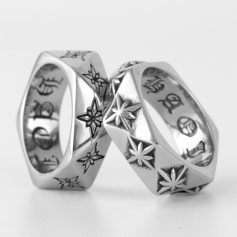 Anillos de acero inoxidable con flor poligonal de estrella Polaris para hombre, joyería sencilla de moda para novio, joyería de motorista, regalo creativo al por mayor