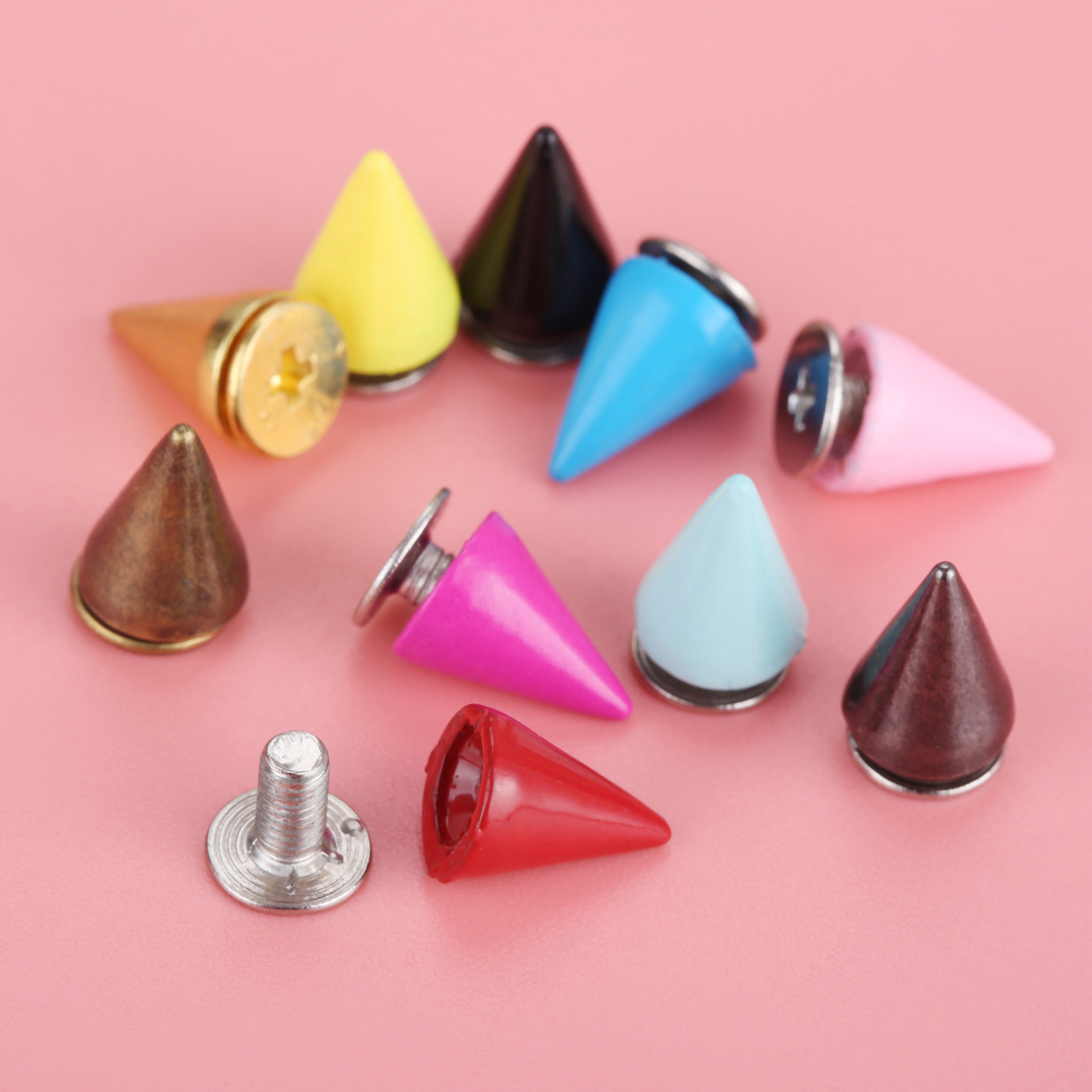 20Pcs Punk Pakaian Kulit Gesper Sekrup Logam Tombol Ujung Paku Keling Tas Sepatu Sabuk Kerajinan Peluru Rivet Stud Paku DIY buatan Tangan
