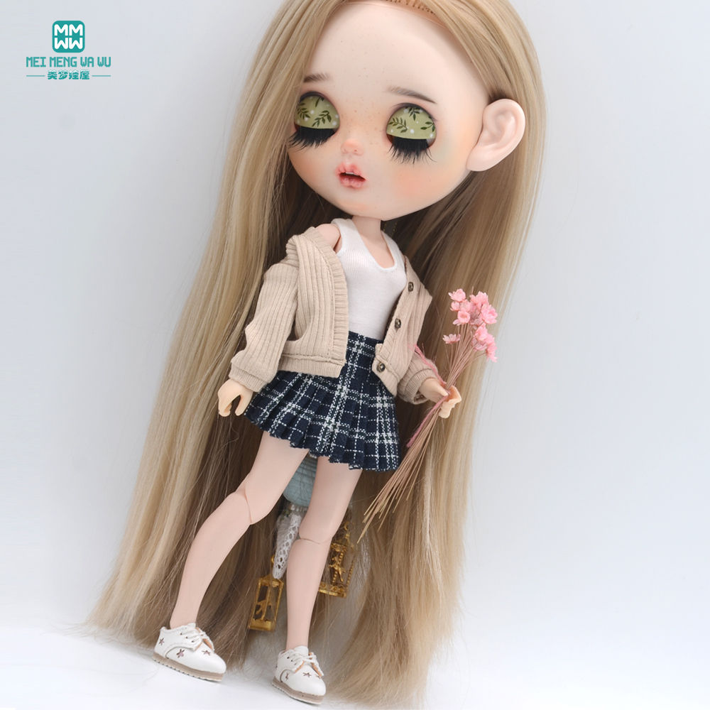 Ropa para Muñecas Compatible con Blyth Azone OB22 OB24, Accesorios para Muñecas, Chaqueta de Moda, Cárdigan, Minifalda, Camisa