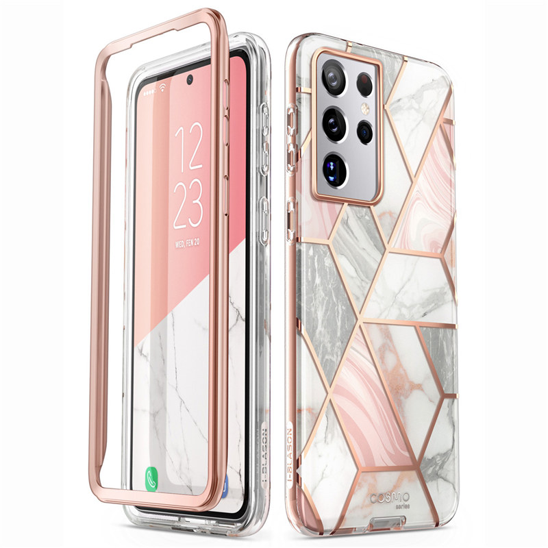 For Samsung Galaxy S21 Ultra Case 6.8" (2021) I-BLASON Cosmo Full-Body Glitter Marble Cover WITHOUT Built-in Screen Protector