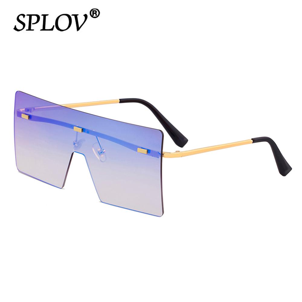 Di grandi dimensioni Donne Occhiali Da Sole Quadrati Dell'annata di Occhiali Da Sole Di Lusso di Marca Senza Orlo Occhiali Retrò Gradiente Marrone Big Shades Oculos de sol