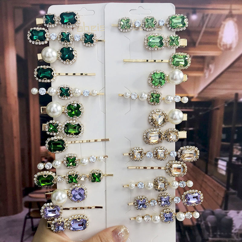 Trendy 2022 Luxe Volledige Crystal Parel Vrouwen Haarspeldjes Waterdrop Haar Clip Haarspelden Geometrische Haaraccessoires Haarspelden Hoofddeksels