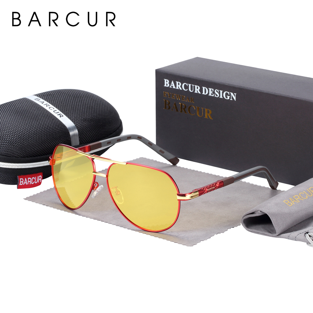 Barcur แว่นตาการมองเห็นได้ในเวลากลางคืนของแท้แว่นตาสำหรับขับรถกลางคืนแบรนด์หรู