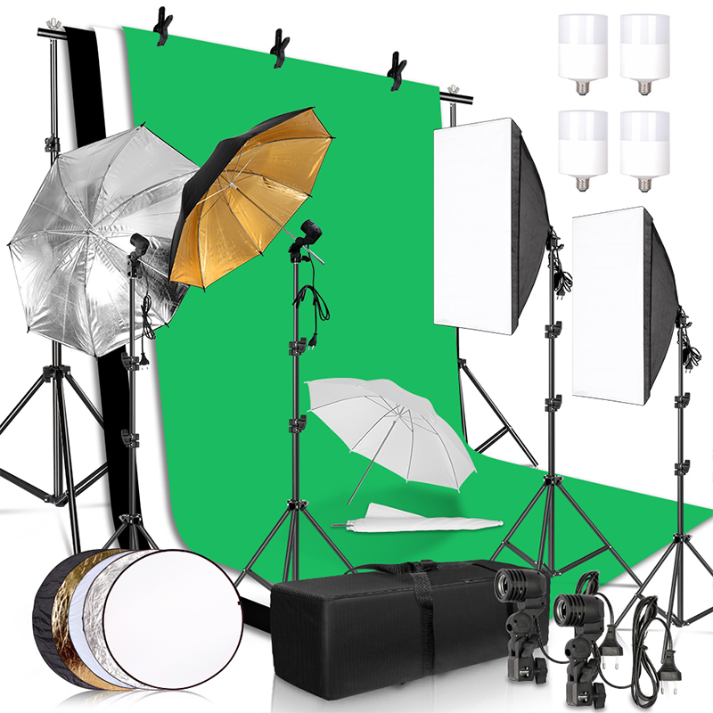 2.6X3M ชุดถ่ายภาพ Photo Studio Softbox พร้อมฉากหลังขาตั้งกล้องผ้าไม่ทอเหมาะสําหรับรูปภาพ Home Photo Graphy