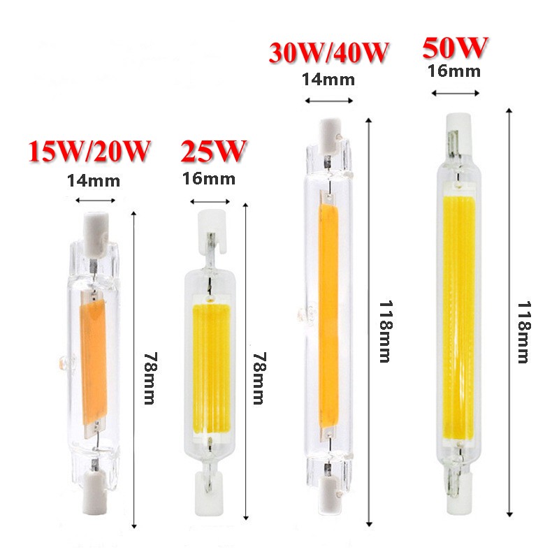 LED R7S ガラス管 118 ミリメートル J118 78 ミリメートル J78 COB 電球 AC 110V 220V 230V 240V 調光可能な家庭用照明ハロゲンランプを交換