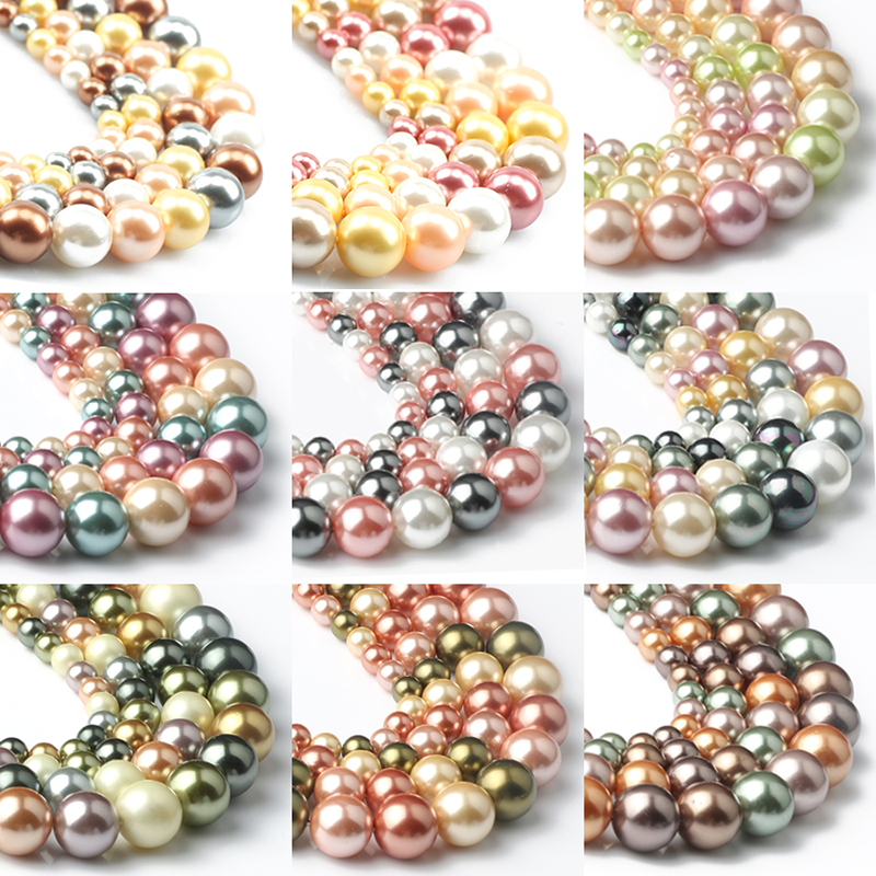 15 colori perle di conchiglia perline di conchiglia naturale perline rotonde allentate del distanziatore per la creazione di gioielli orecchini braccialetto fai da te 15''