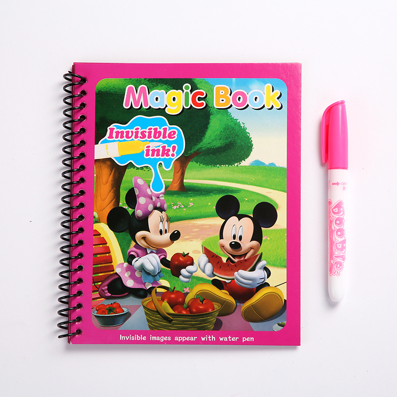 Disney Minnie Mickey Wassermalerei Zeichenspielzeug Graffiti Anime Actionfigur Aquarell Magisches Buch für Mädchen Geburtstagsgeschenk