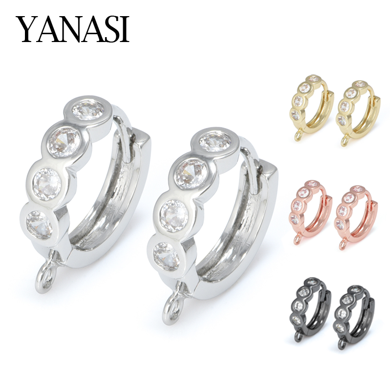 Círculo redondo 14mm zircão brinco ganchos acessórios para diy mulher borla brinco de casamento fazendo brinco de argola