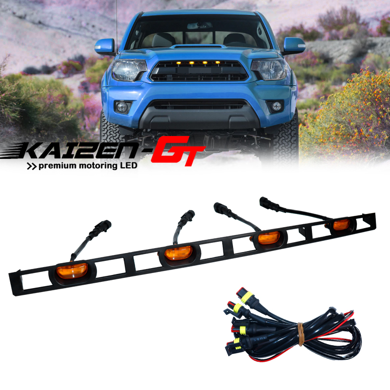 ไฟ LED สีเหลืองอำพัน/สีขาวสำหรับกระจังหน้ารถยนต์ พร้อมชุดสายไฟ สำหรับ Toyota Tacoma ปี 2012-2015 ไฟกระจังหน้ากันชนหน้า 12V